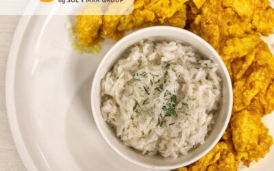 Receta Pollo en Salsa de Mango con Arroz de Coco – Recipe Chicken in Mango Sauce with Coconut Rice